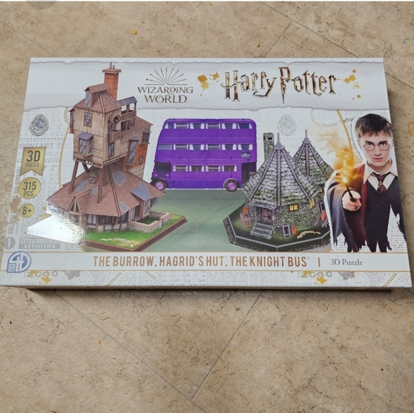 Warner Bros. Other - Harry Potter 3D Puzzle The Burrow, Hagrid's Hut and Knight Bus new